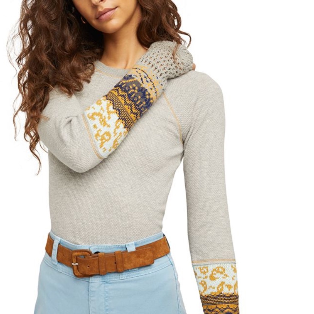 NWT Free People In The Mix Cuff Thermal Top